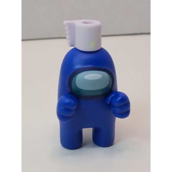 Among Us Blue Crewmate Mini Figures 2" White Toilet Paper Hat Series 2 Toikido - Picture 1 of 5